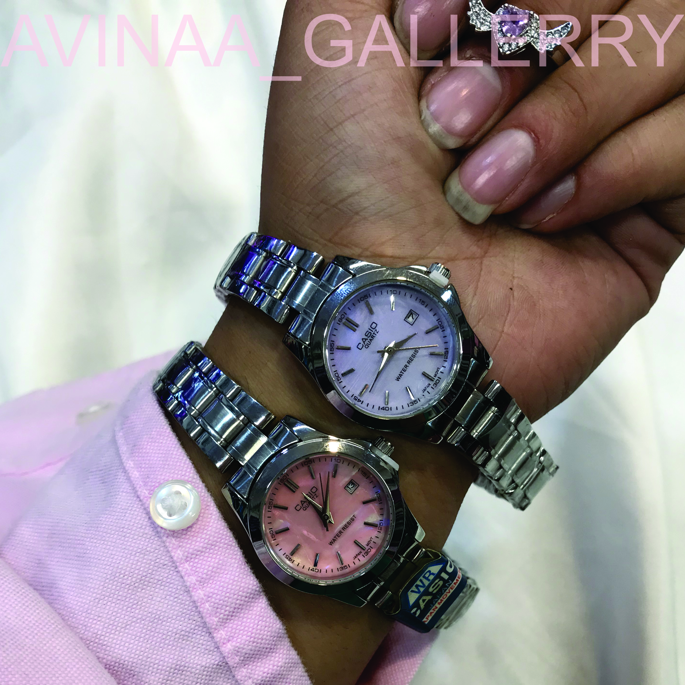 ساعت مچی بند استیل کاسیو زنانه تاریخ روز شمار صفحه گرد